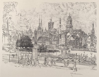 Uitzicht op de Spree, Berlijn door Joseph Pennell