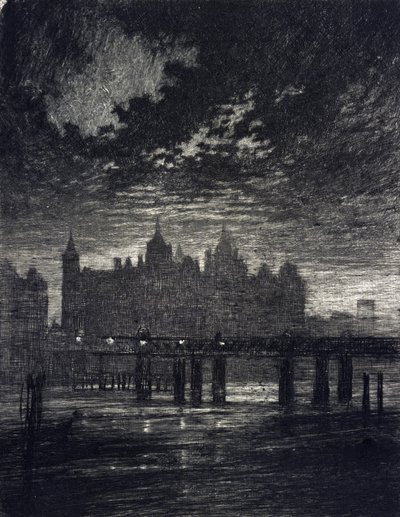 Whitehall Court in Londen door Joseph Pennell