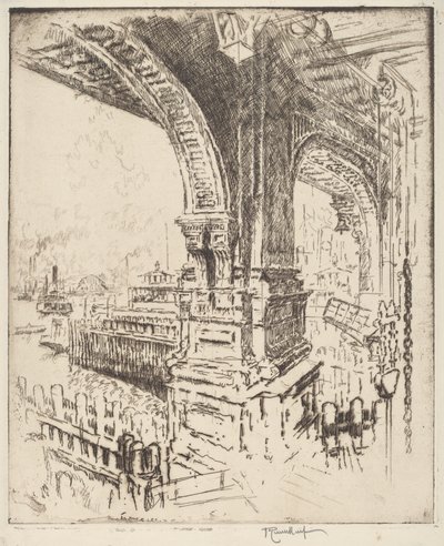 Binnen de Veerboot, Cortlandt Street, New York door Joseph Pennell