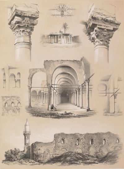 Details, moskee van Amrou, in Caïro, 1843 door Joseph Philibert Girault De Prangey