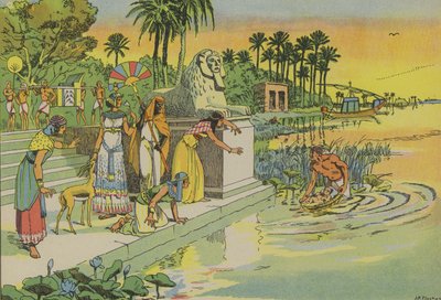 Mozes gevonden in het biezenmandje door Joseph Porphyre Pinchon