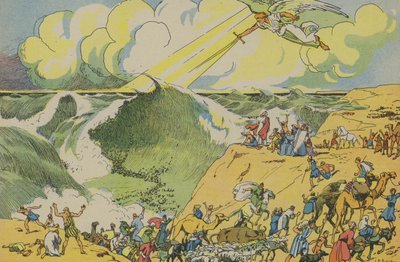 Mozes steekt de Rode Zee over door Joseph Porphyre Pinchon