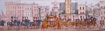 Panoramische weergave van de koninklijke vooruitgang van koningin Victoria door de stad Londen op 9 november 1837 (detail) door Joseph Robins