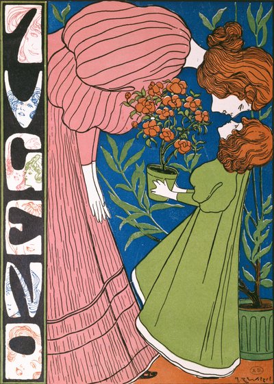 Moeder en kind omhelzen, uit Jugend, 3 oktober 1896 door Joseph Rudolf Witzel