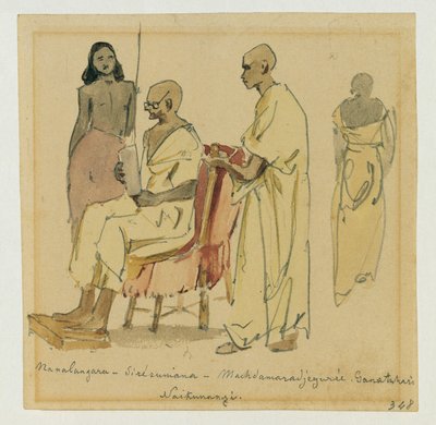 Boeddhistische opperpriester met assistentie op Ceylon door Joseph Selleny