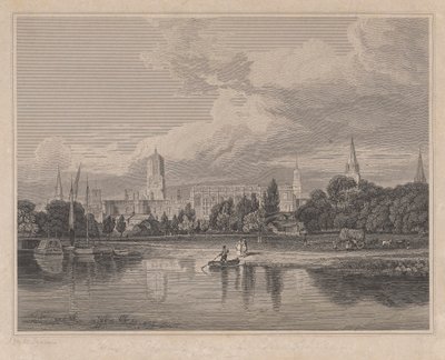 Zuidelijk uitzicht op Christ Church, enz. vanuit de weiden... door Joseph Skelton