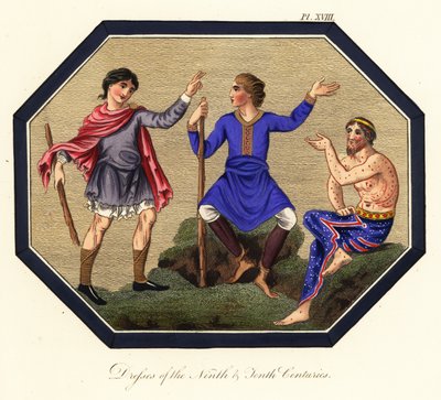 Angelsaksische mannenkostuum, 9e en 10e eeuw door Joseph Strutt
