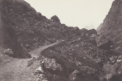 Saint-Sauveur. Sentier du chaos conduisant à Gavarnie (Saint-Sauveur. De weg naar chaos die naar Gavarnie leidt),1853 (foto) door Joseph Vigier