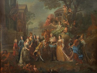 Allegorie op de hereniging van keurvorst Max Emanuel met zijn familie door Joseph Vivien
