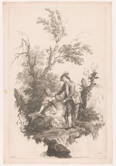 Man en vrouw met een korf met gevogelte door Joseph Wagner (possibly)