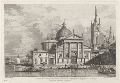 Gezicht op de voorgevel van de kerk van S. Giorgio Maggiore door Joseph Wagner after Canaletto