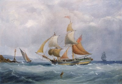Een commerciële brik die de monding van de Avon binnenvaart, in Bristol (Engeland) door Joseph Walter