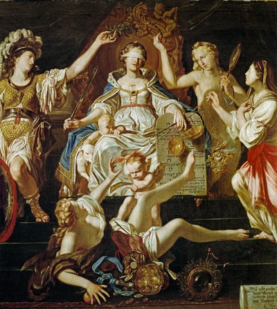Allegorie op gerechtigheid (schilderij op doek) door Joseph Werner