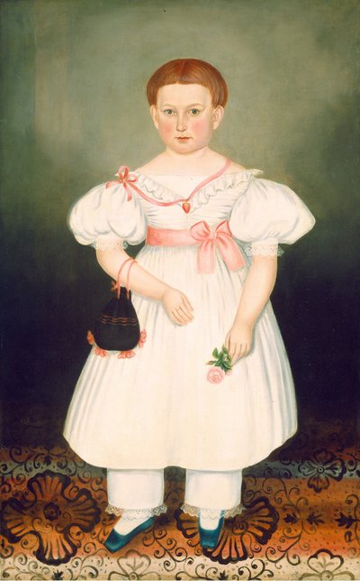 Meisje met reticule en roos, ca. 1840 door Joseph Whiting Stock