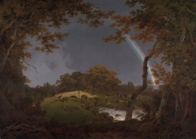 Landschap met een regenboog door Joseph Wright of Derby