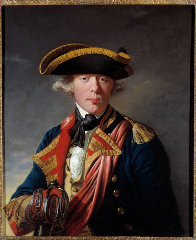 Portret van James Cook (1728 - 1779), Britse navigator rond 1766 - 1768 door Joseph Wright of Derby