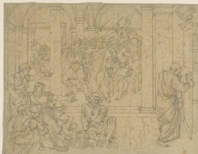 Petrus verloochent Christus, voorgesteld in de hal van het gerechtsgebouw door Joseph von Fuhrich