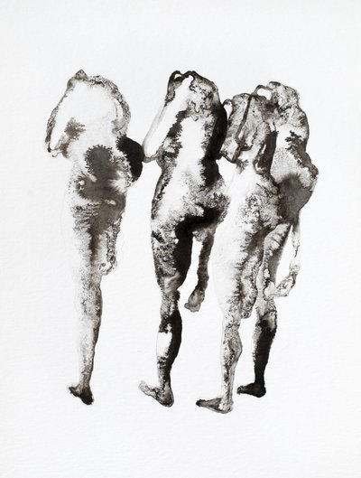 Drie inktfiguren door Joshua Hoskins