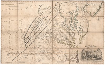 Een kaart van het bewoonde deel van Virginia door Fry en Jefferson door Joshua & Jefferson Peter Fry