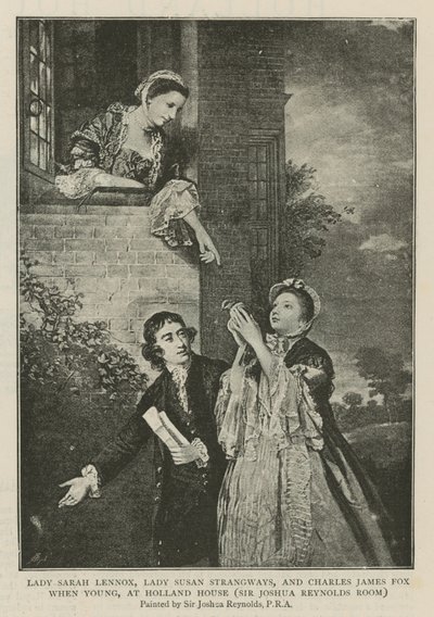 Lady Sarah Lennox, Lady Susan Strangways en Charles James Fox toen ze jong waren, in Holland House door Joshua Reynolds