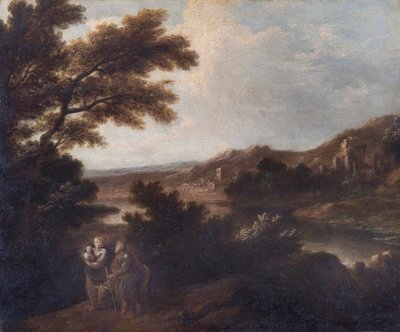 Landschap met de vlucht naar Egypte door Joshua Reynolds