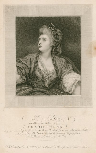 Mevrouw Sarah Siddons, actrice, in de rol van de Tragische Muze door Joshua Reynolds