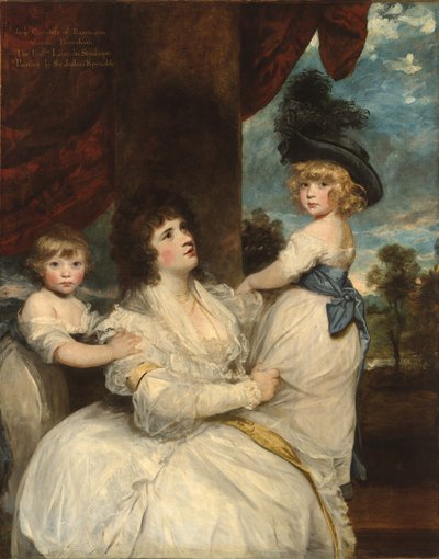 Portret van Jane, Gravin van Harrington, met haar Zonen, de Burggraaf Petersham en de Eerwaarde Lincoln Stanhope door Joshua Reynolds