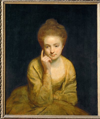 Portret van een jonge dame (schilderij op doek) door Joshua Reynolds