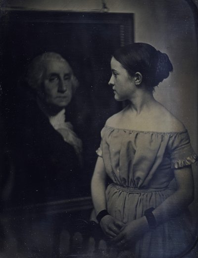 Meisje met Portret van George Washington, ca. 1850 door Josiah Johnson Hawes, Albert Sands Southworth