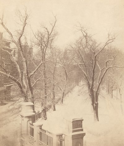 Boston Common Sneeuwscène, 1850s door Josiah Johnson Hawes