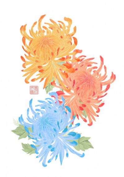 Levendige Aziatische chrysanten door Josie George