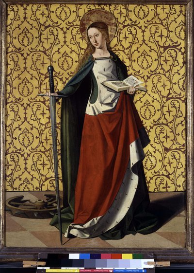 Achterkant van altaarstuk: St. Catharina van Alexandrië door Josse (fl.1493 1508) Lieferinxe