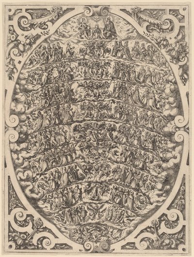 De hiërarchie van de hemelen door Jost Amman