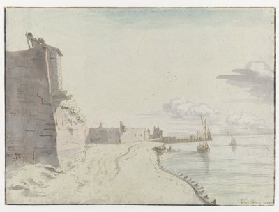 Gezicht op de Waterschans, Bergen op Zoom door Josua de Grave