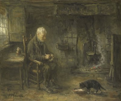 Interieur van een boerenhut door Jozef (1824-1911) Israels