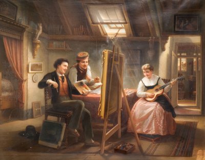 Het atelier van de kunstenaar door Jozef Cornelius Correns