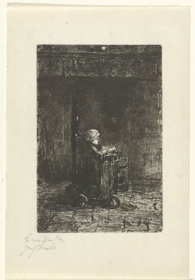 Kind in de kinderstoel door Jozef Israëls (signed by artist)
