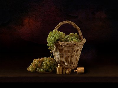 Rustiek stilleven met druiven door Juan Antonio Palacios