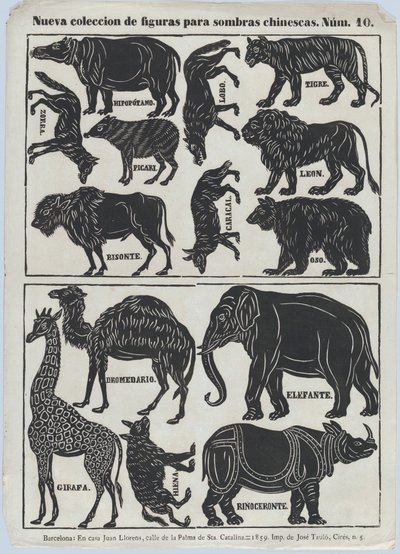 Blad 10 van figuren voor Chinese schaduwpoppen door Juan Llorens