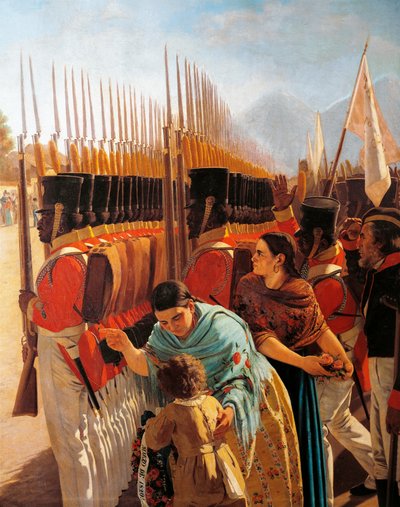 Troepen in Rancagua (detail) door Juan Manuel Blanes