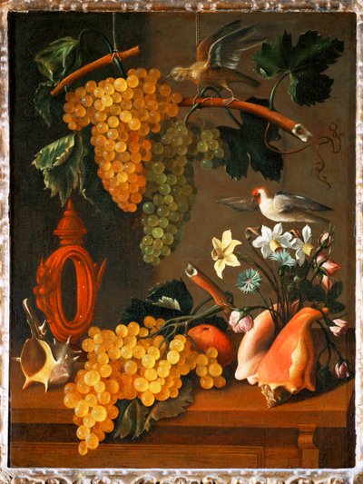 Stilleven met druiven ... door Juan de Espinosa