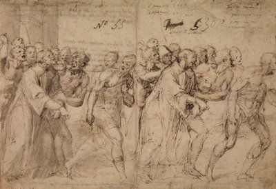 Studie voor Sint Stefanus die naar zijn martelaarschap wordt geleid, 1566 (recto) door Juan de Juanes Juan de Juanes