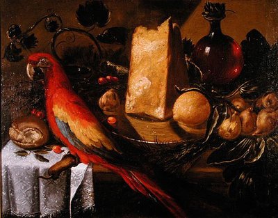 Stilleven met een papegaai (Ara) door Juan de Labrador
