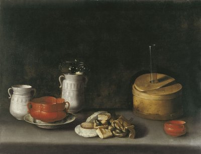 Stilleven met porselein en snoepjes door Juan van der Hamen