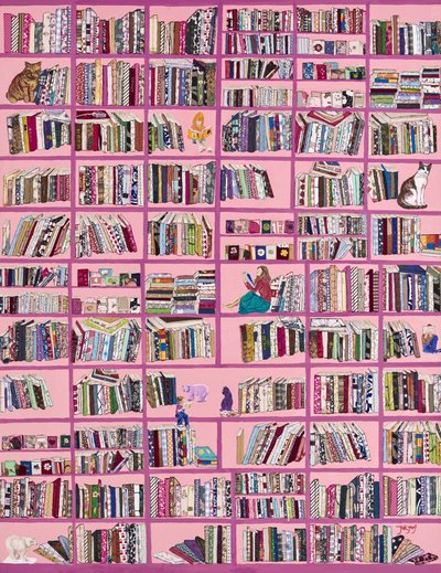 Gezellige roze bibliotheek door Jukyong Park