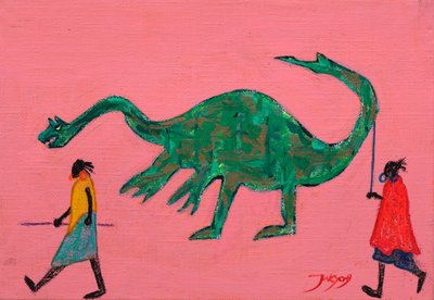 Wandeling langs prehistorische dinosaurussen door Jukyong Park