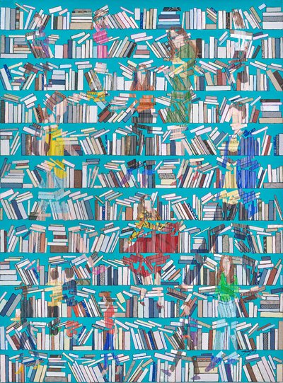 Lezers in de boekenkasten door Jukyong Park