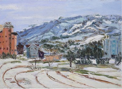 Besneeuwde heuvel in de stad door Jukyong Park