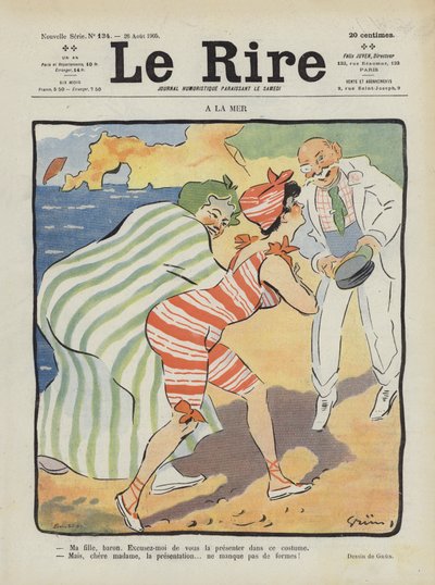 Aan zee. Illustratie voor Le Rire door Jules Alexandre Gruen or Grun