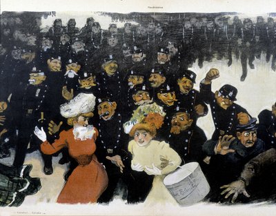 Demonstratie rond 1901 - tekening van GRÜN door Jules Alexandre Gruen or Grun
